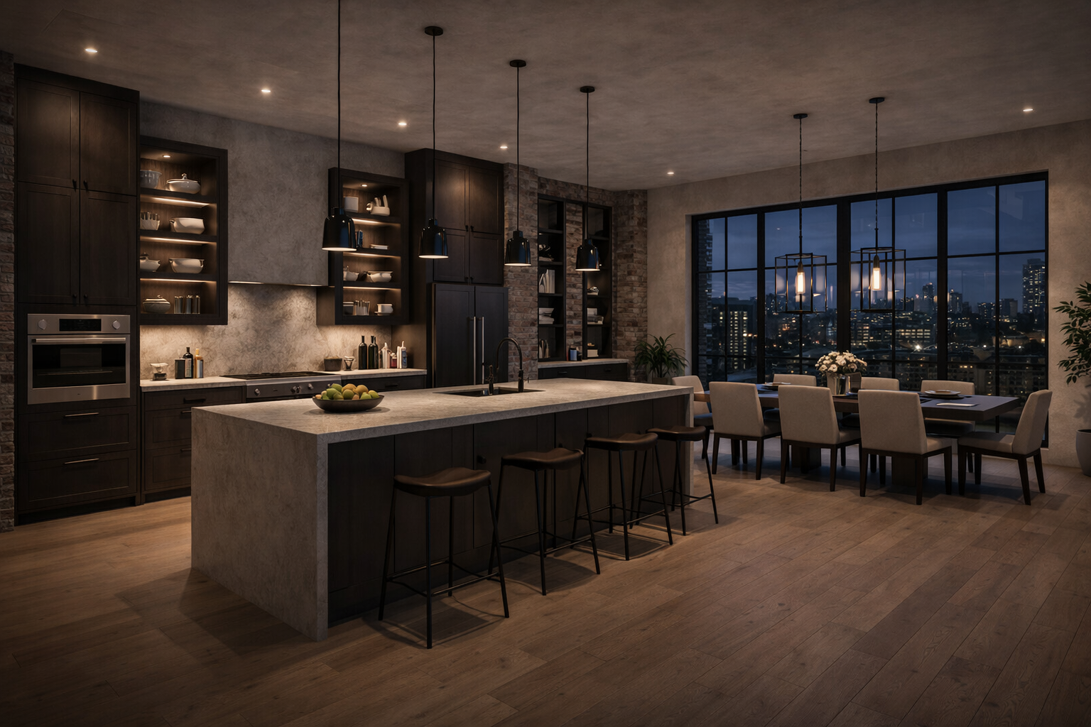 Küche mit Essbereich im stilvollen Home Staging